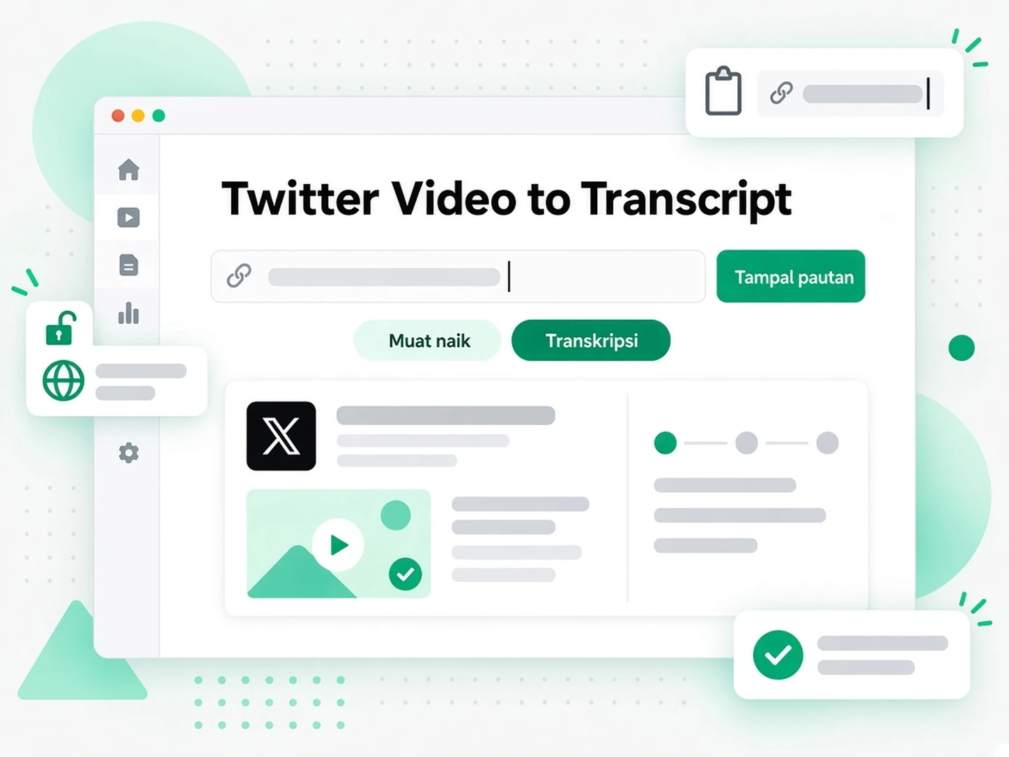 Video Twitter ke Transkrip: URL status Twitter awam dimasukkan ke penjana transkrip