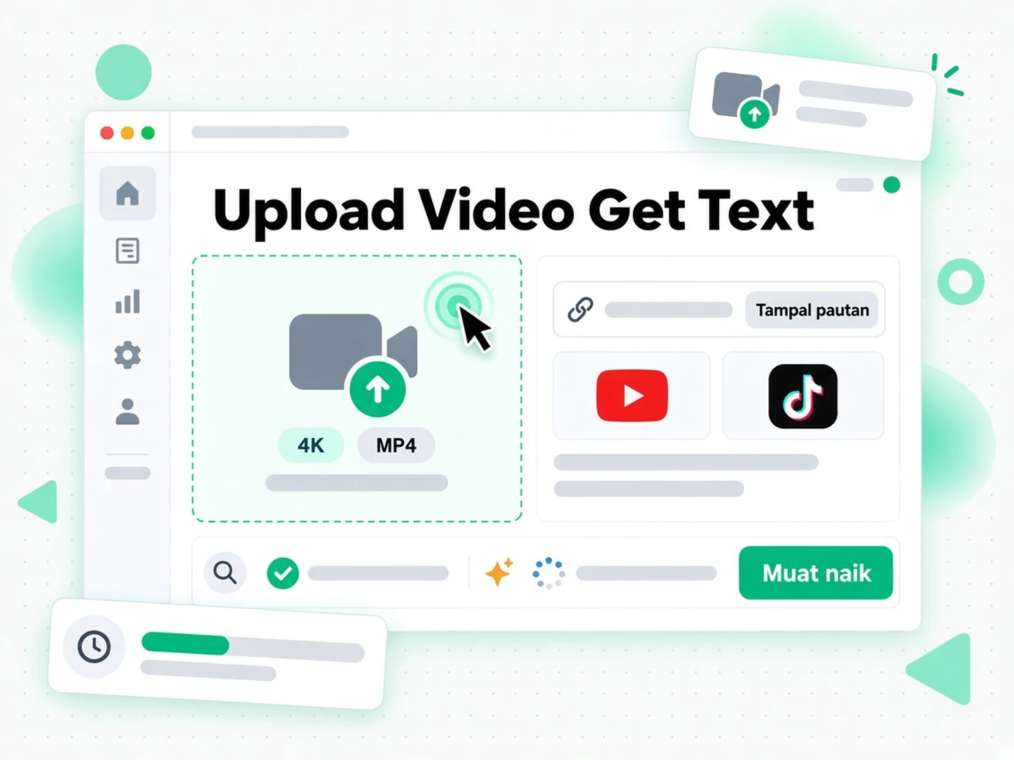 Muat Naik Video Dapat Teks: memuat naik fail video ke penukar video ke teks