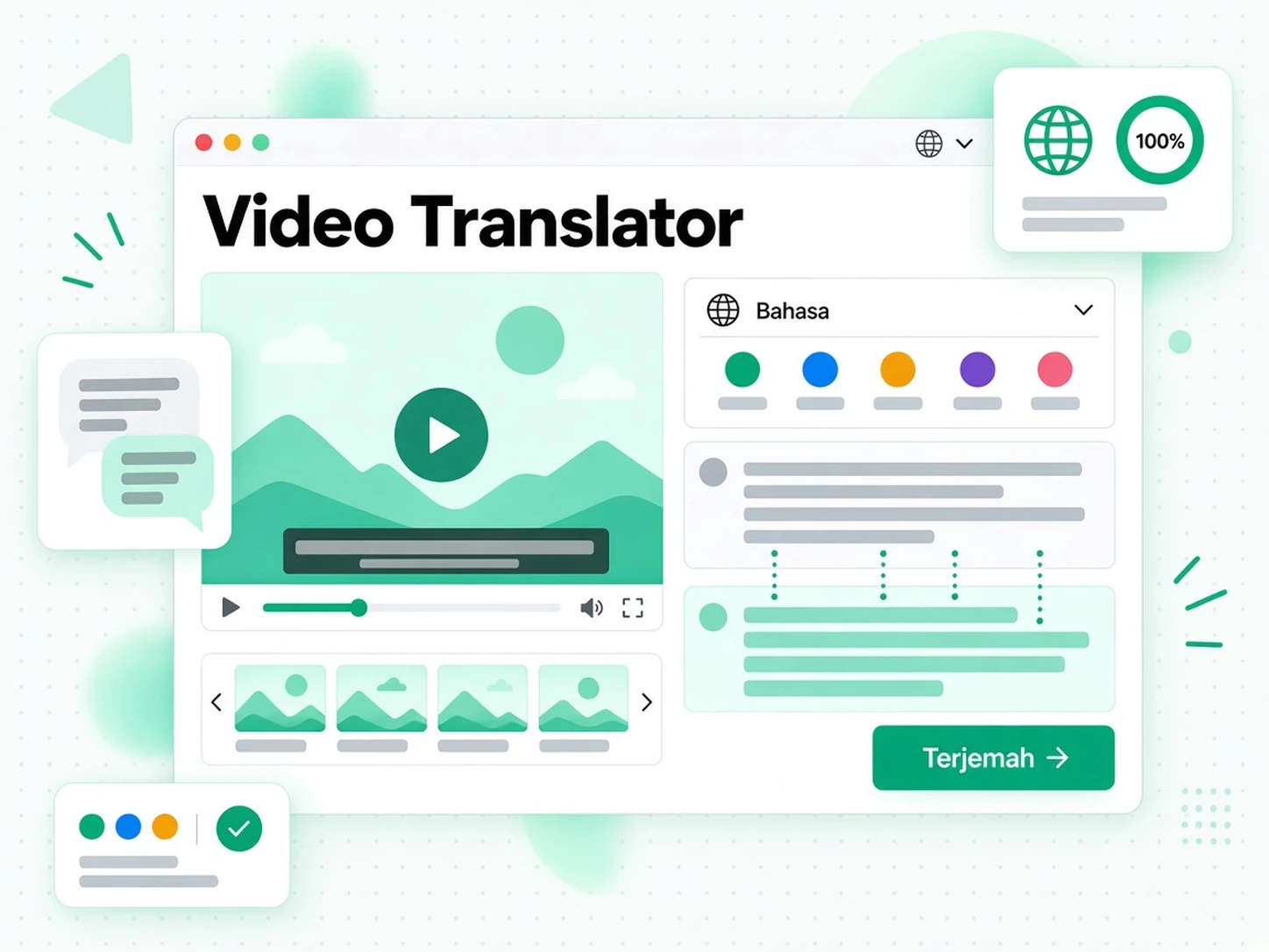 Penterjemah Video: menterjemah transkrip video ke bahasa lain