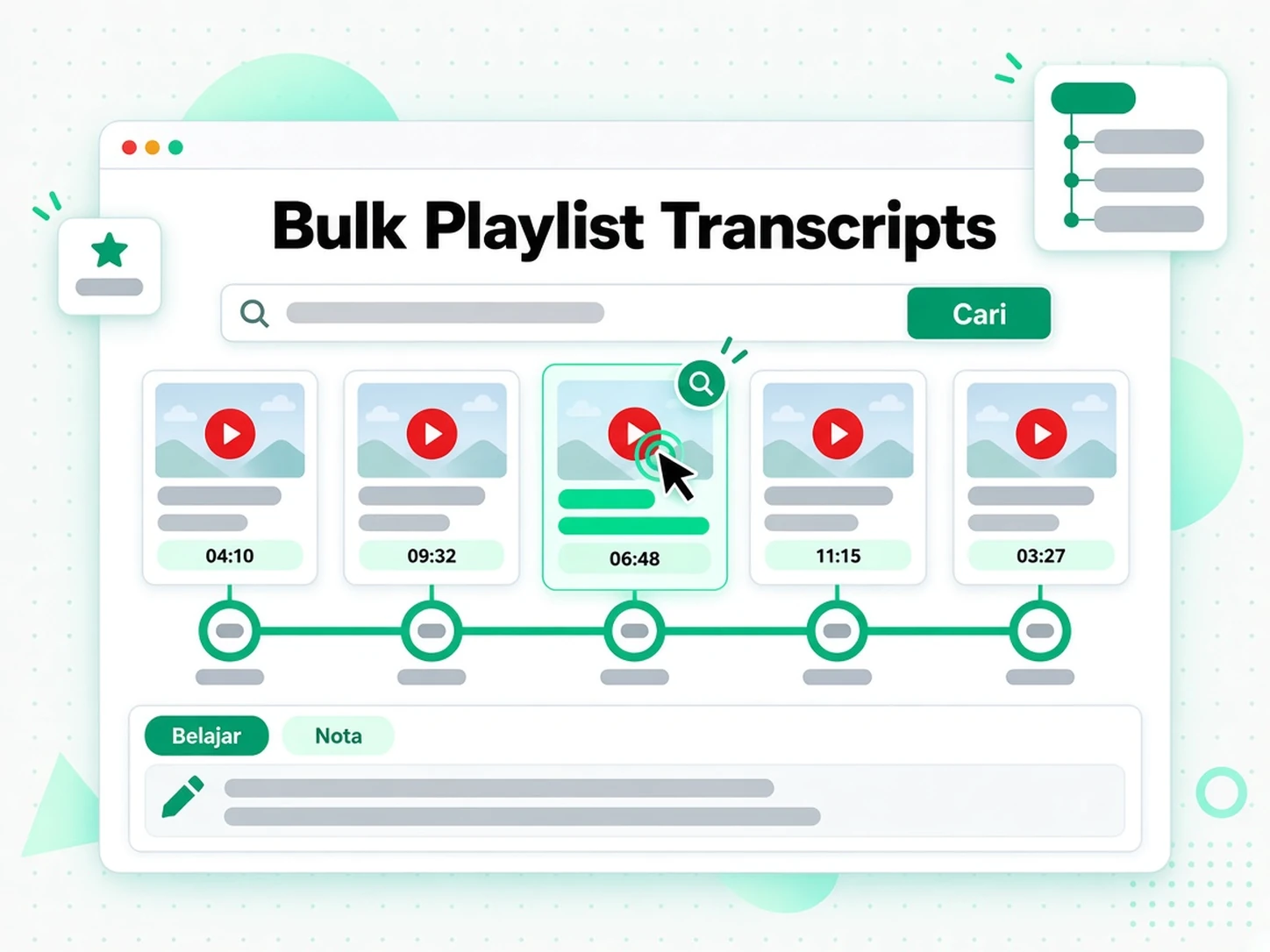 Transkrip Senarai Main Pukal: menyemak imbas transkrip mengikut susunan senarai main