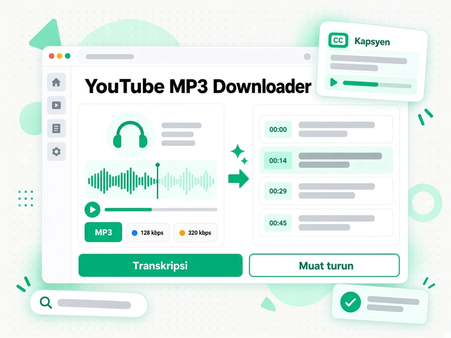 Pemuat Turun MP3 YouTube: video disediakan untuk penciptaan transkrip dan kapsyen
