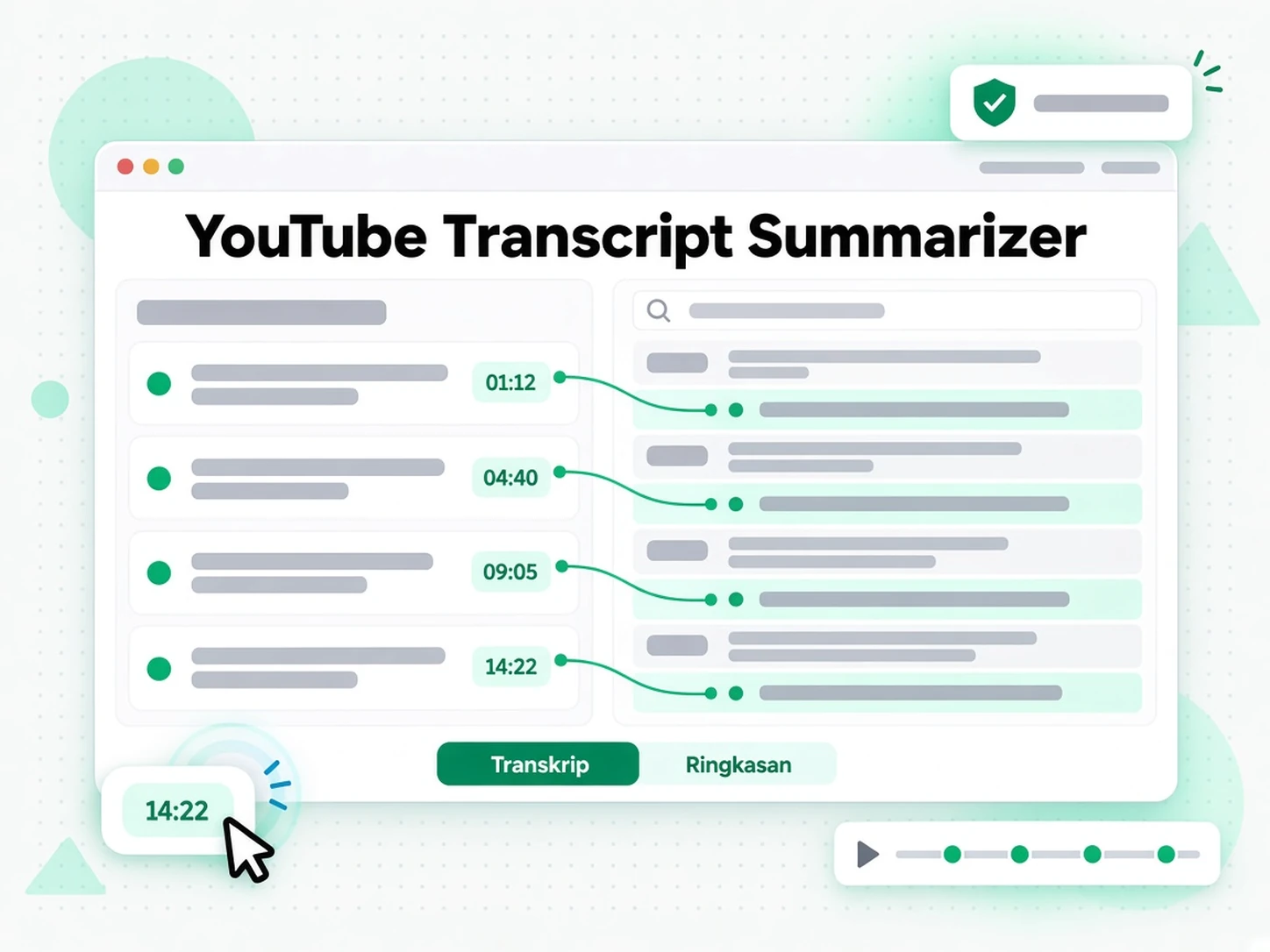 Perumus Transkrip YouTube: mengekstrak transkrip kepada poin utama dan peta minda
