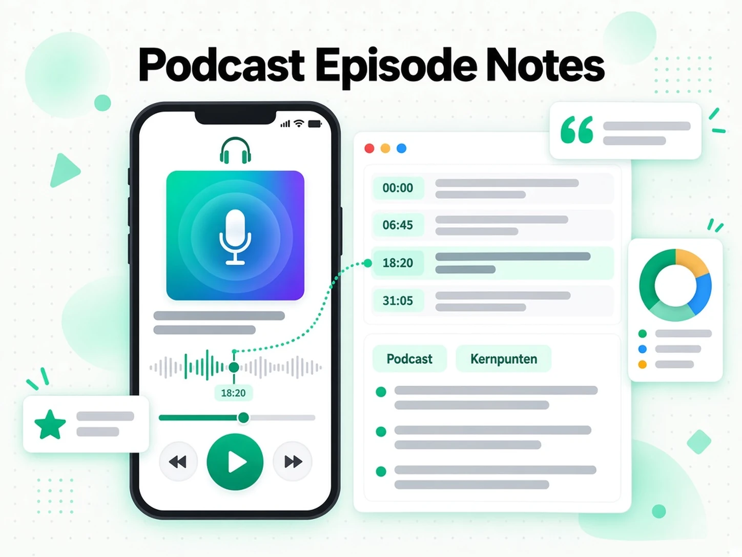 Notities van podcastaflevering: gestructureerde notities maken uit podcastafleveringen