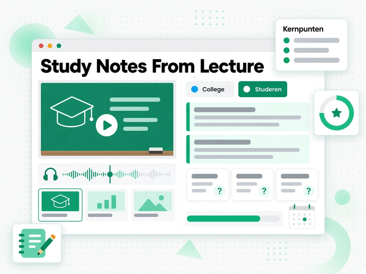 Studienotities van lezing: een generator voor lezingnotities gebruiken op opnames van universitaire colleges