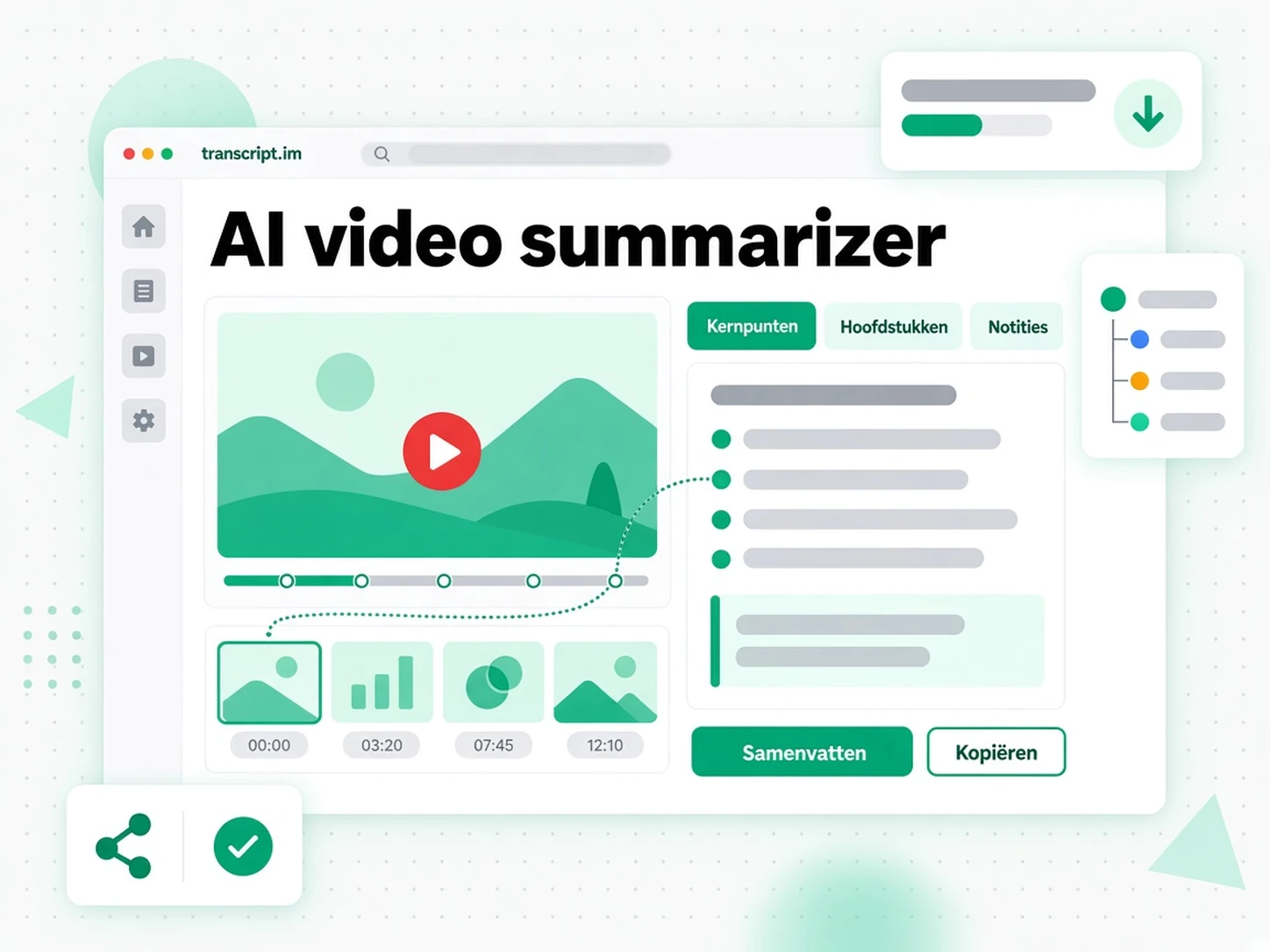 AI video summarizer: een video omzetten in een gestructureerde samenvatting met de belangrijkste punten