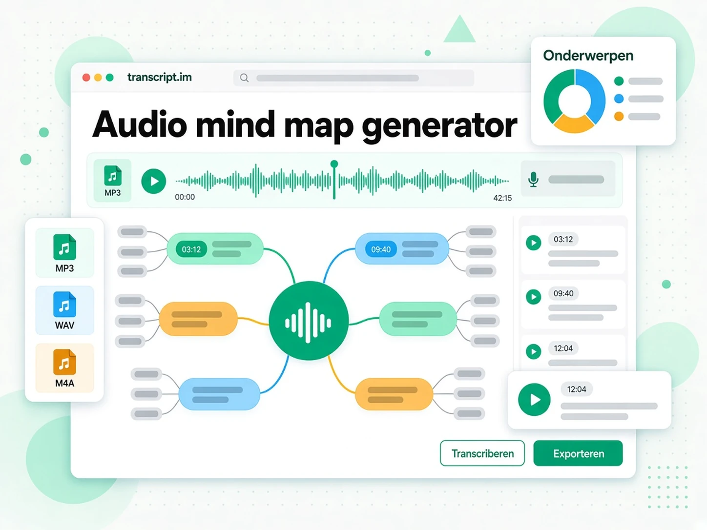 Audio mind map generator: een audiotranscript omzetten in een vertakkende visuele mindmap