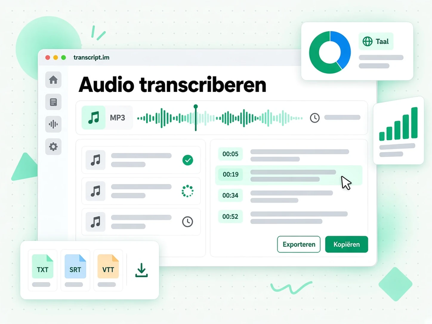 Audio transcriberen: een MP3-audiogolfvorm omzetten in bewerkbare tekst met tijdstempels
