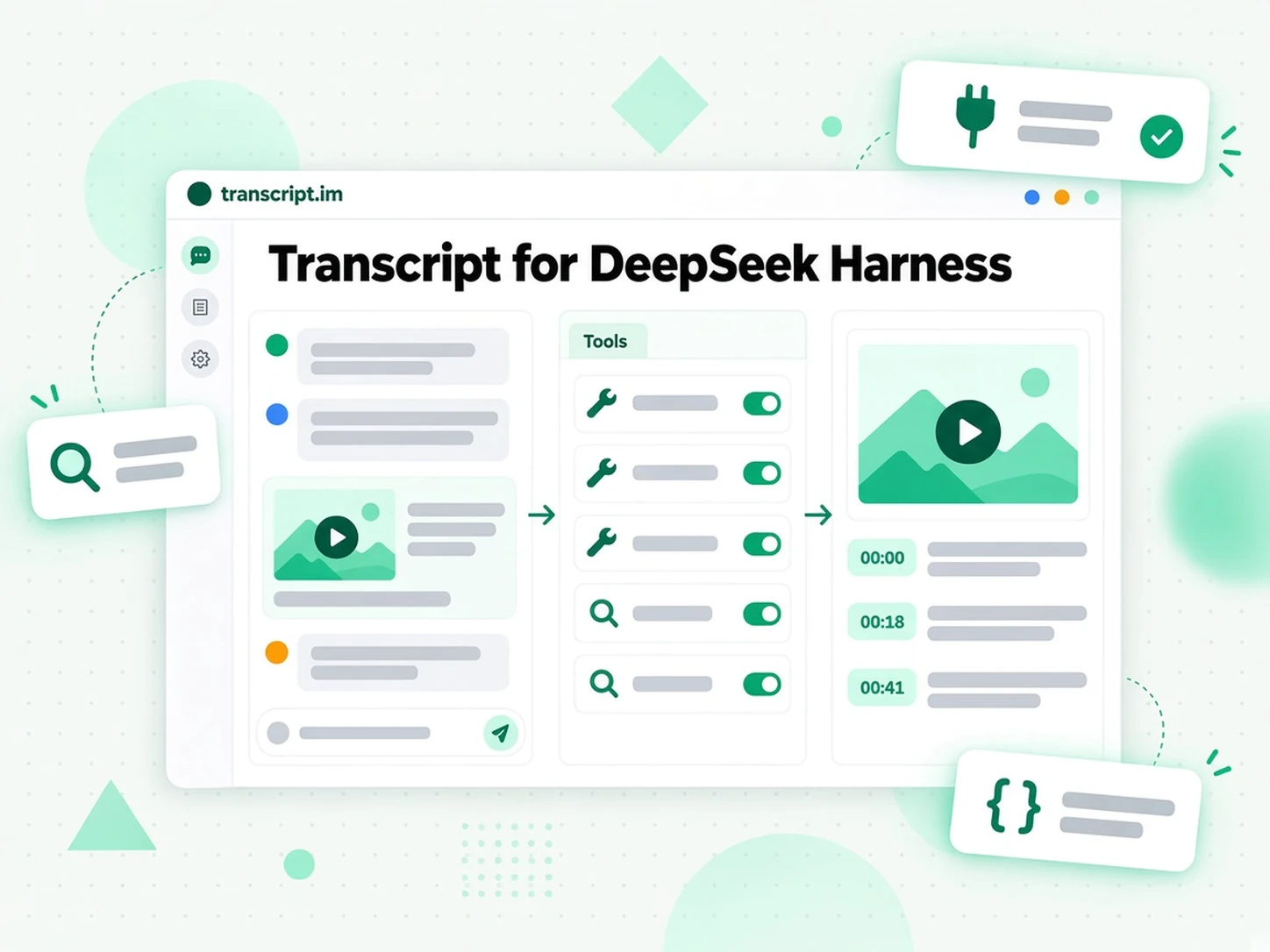 Transcript voor DeepSeek Harness: een agent die native transcripttools aanroept op een videolink
