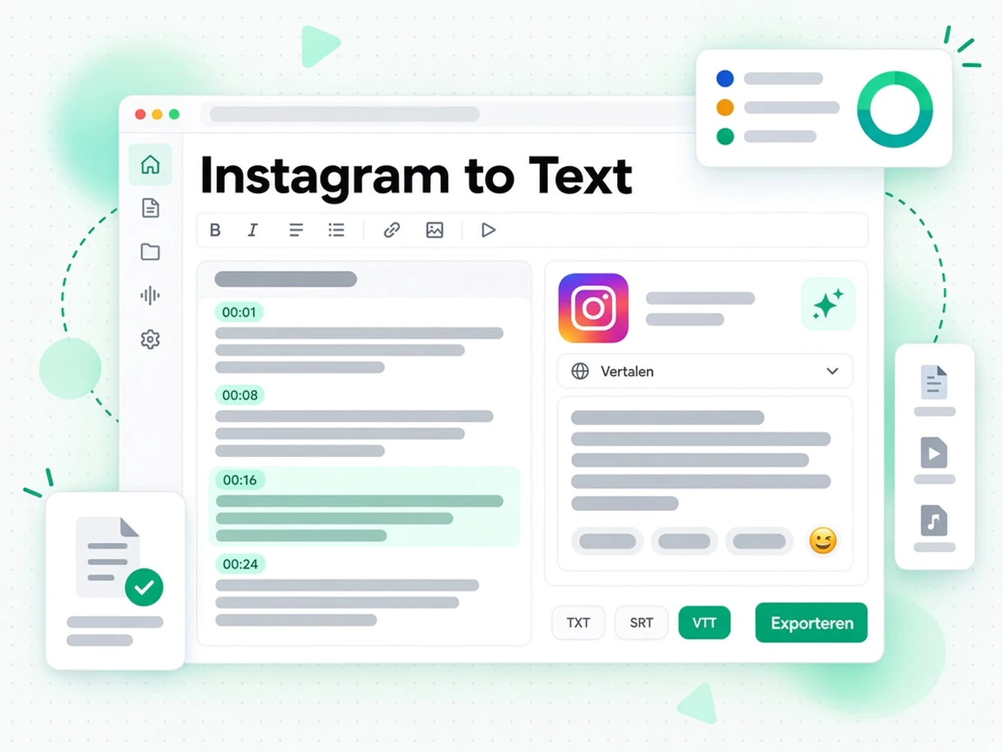 Instagram naar tekst: een Instagram Reel-transcript vertalen en exporteren