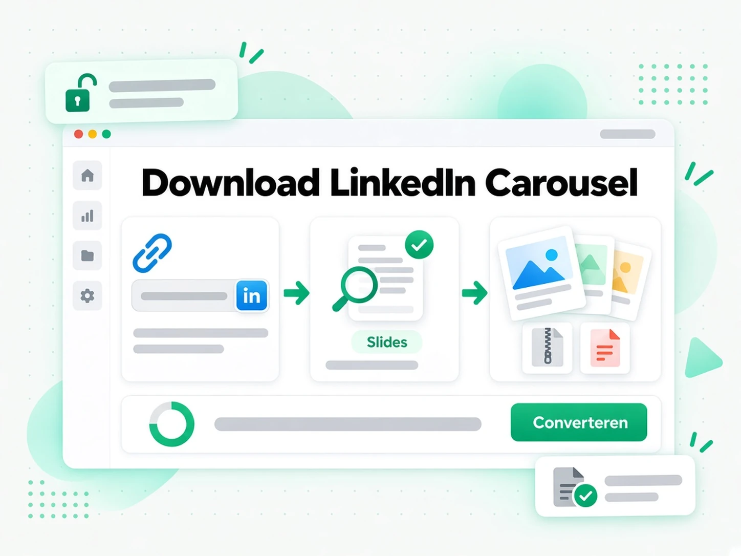 LinkedIn carousel downloaden: de URL van een LinkedIn-documentpost ingevoerd in de carousel downloader