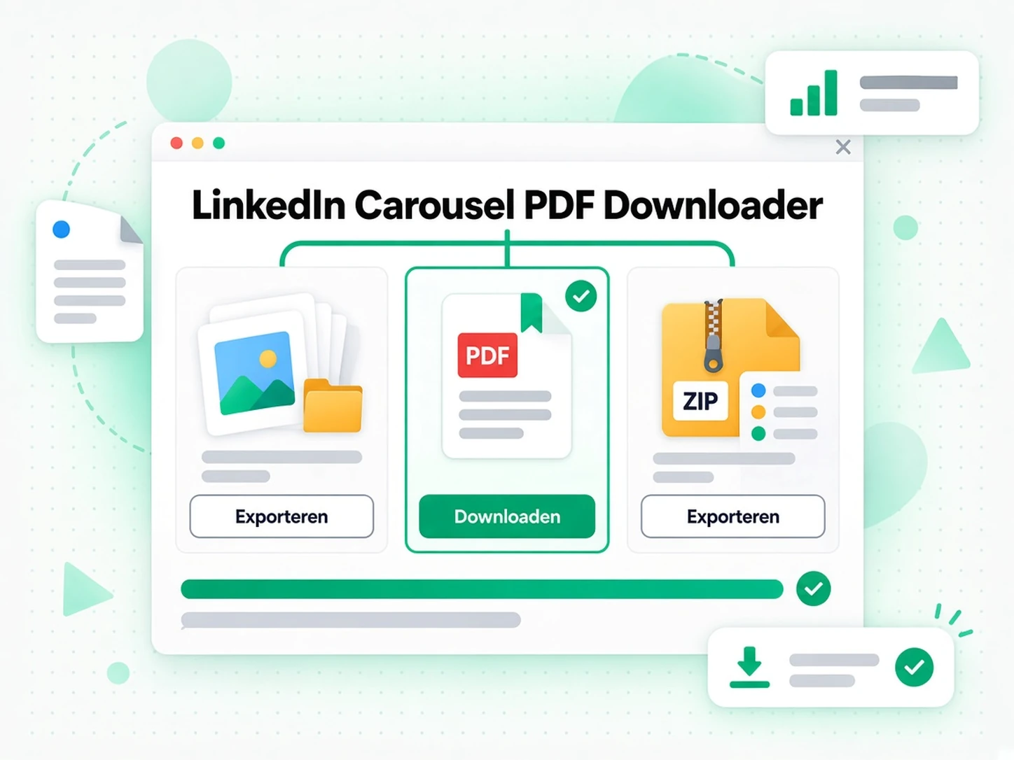 LinkedIn carousel PDF downloaden: PDF-, ZIP- en downloadknoppen voor een LinkedIn carousel