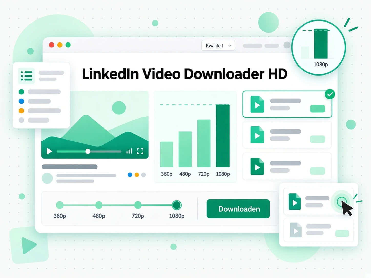 LinkedIn video downloaden HD: de LinkedIn video downloader toont MP4-keuzes van 720p en 640p