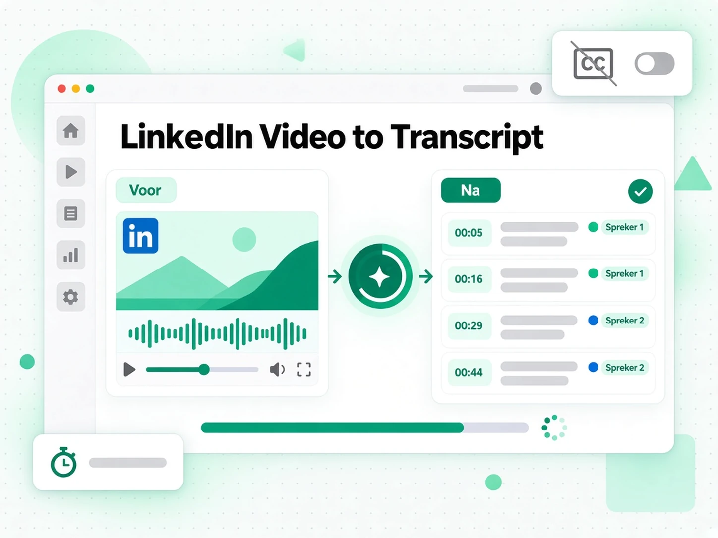 LinkedIn video naar transcript: AI die de audio van een LinkedIn-video omzet in een LinkedIn-transcript met tijdstempels
