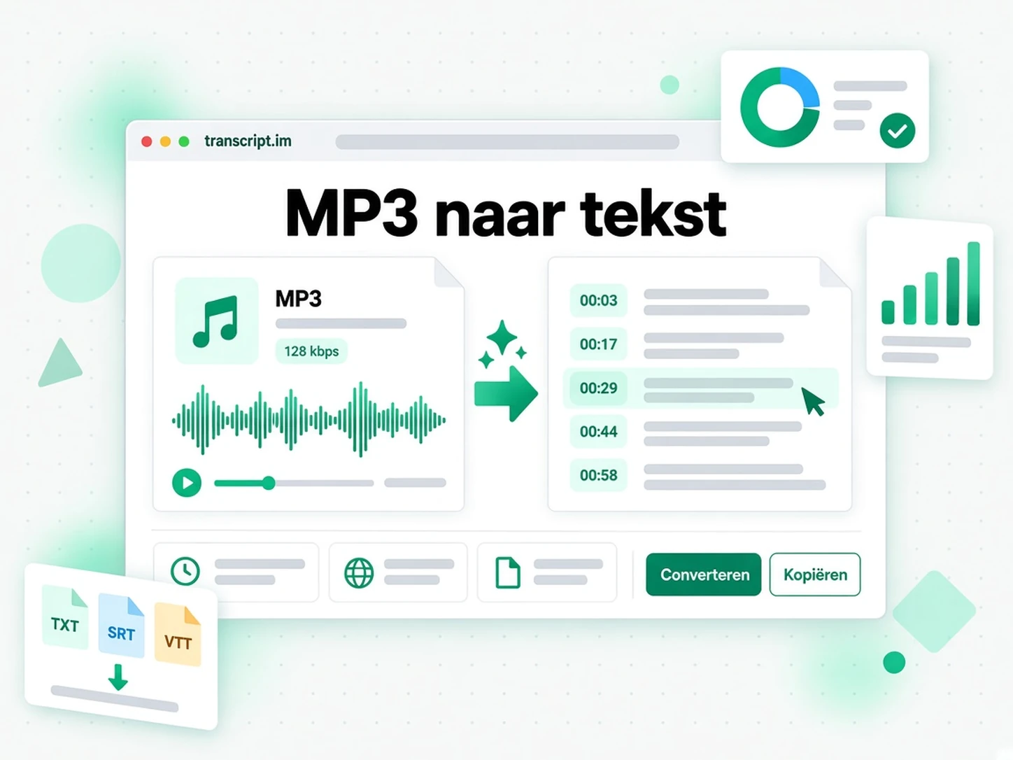 MP3 naar tekst: een geüpload MP3-bestand omzetten in bewerkbare tekst met tijdstempels