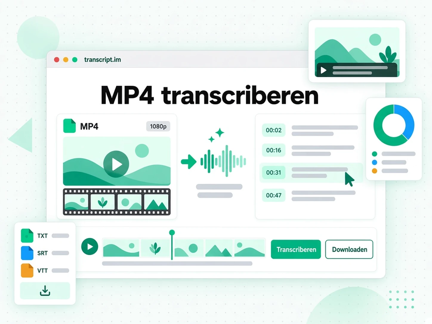 MP4 transcriberen: een geüpload MP4-bestand omzetten in bewerkbare tekst met tijdstempels