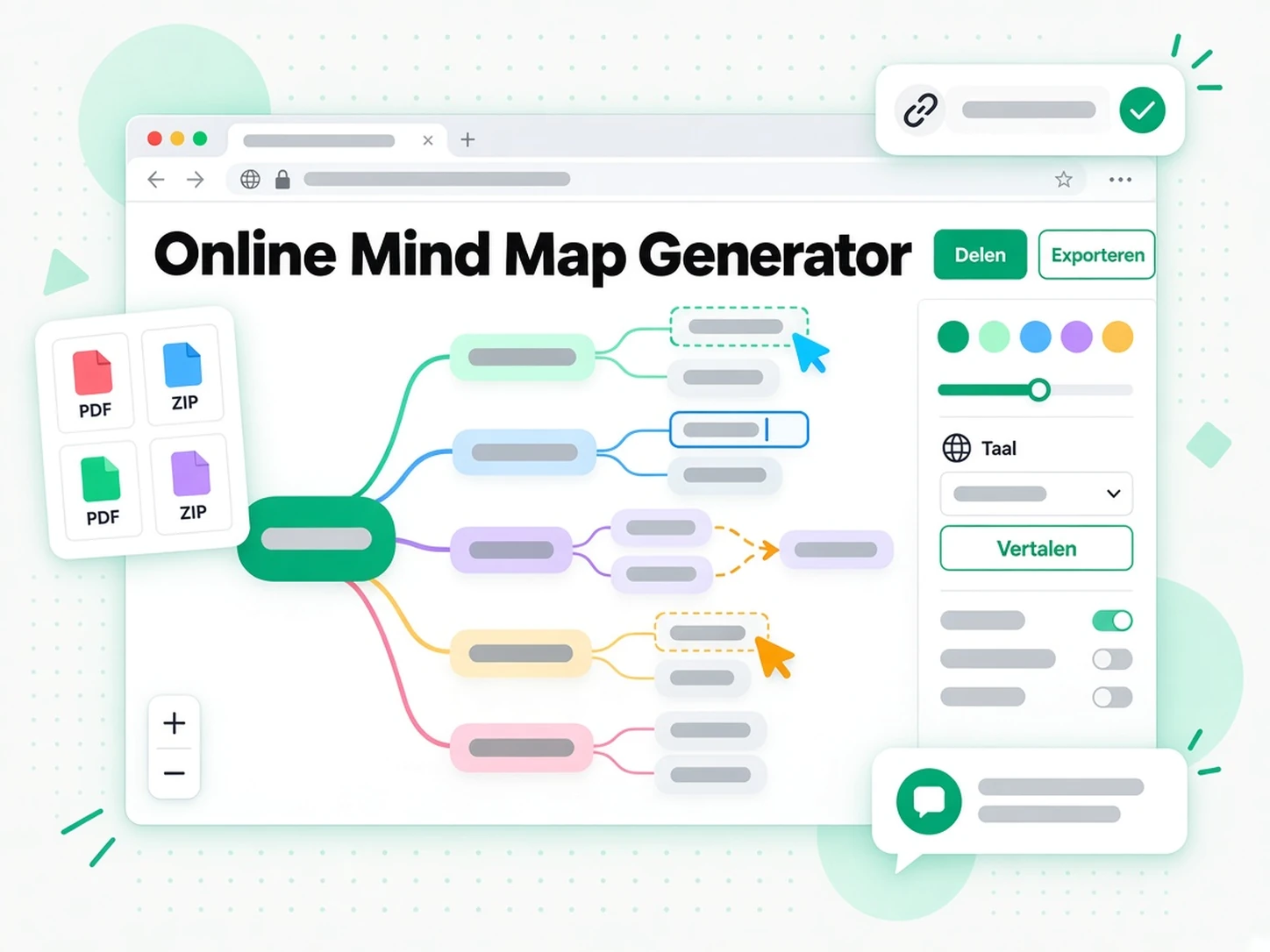 Online mind map generator: een podcastmindmap bewerken en exporteren