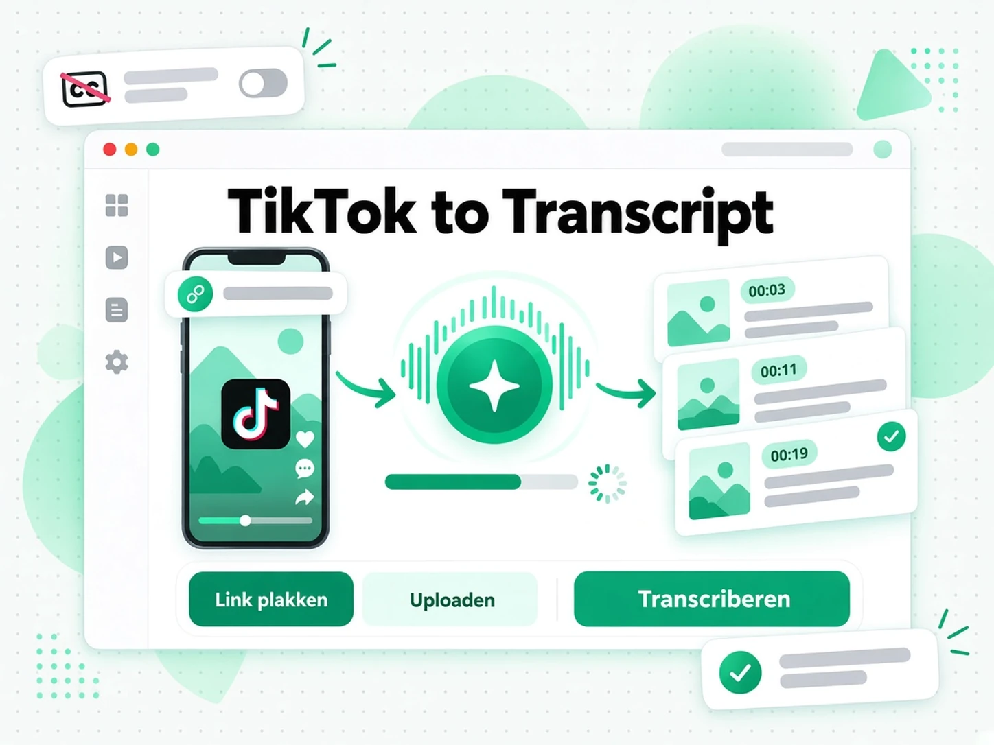 TikTok naar transcript: AI die de audio van een TikTok-video omzet in een transcript met tijdstempels