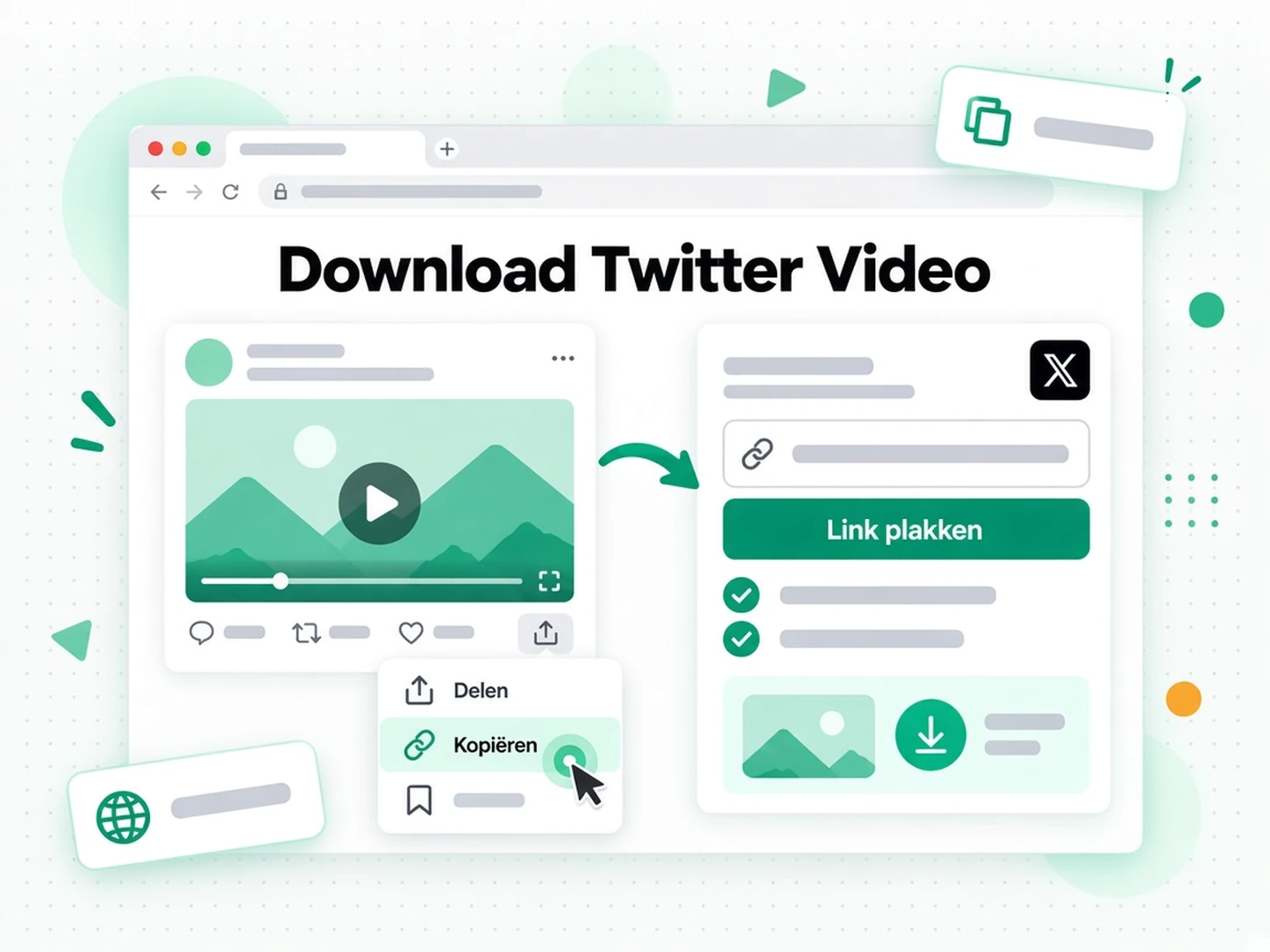 Download Twitter Video: de URL van een openbare X-post ingevoerd in de betrouwbare Twitter video downloader