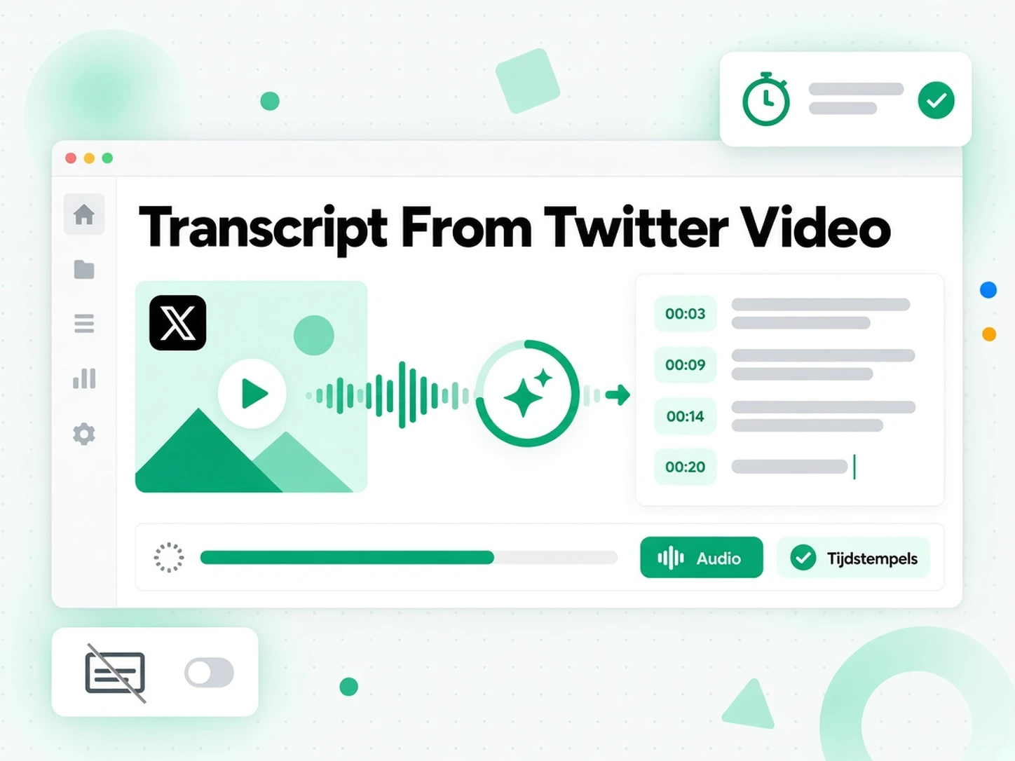 Transcript van Twitter-video: AI die de audio van een Twitter-video omzet in een Twitter-transcript met tijdstempels