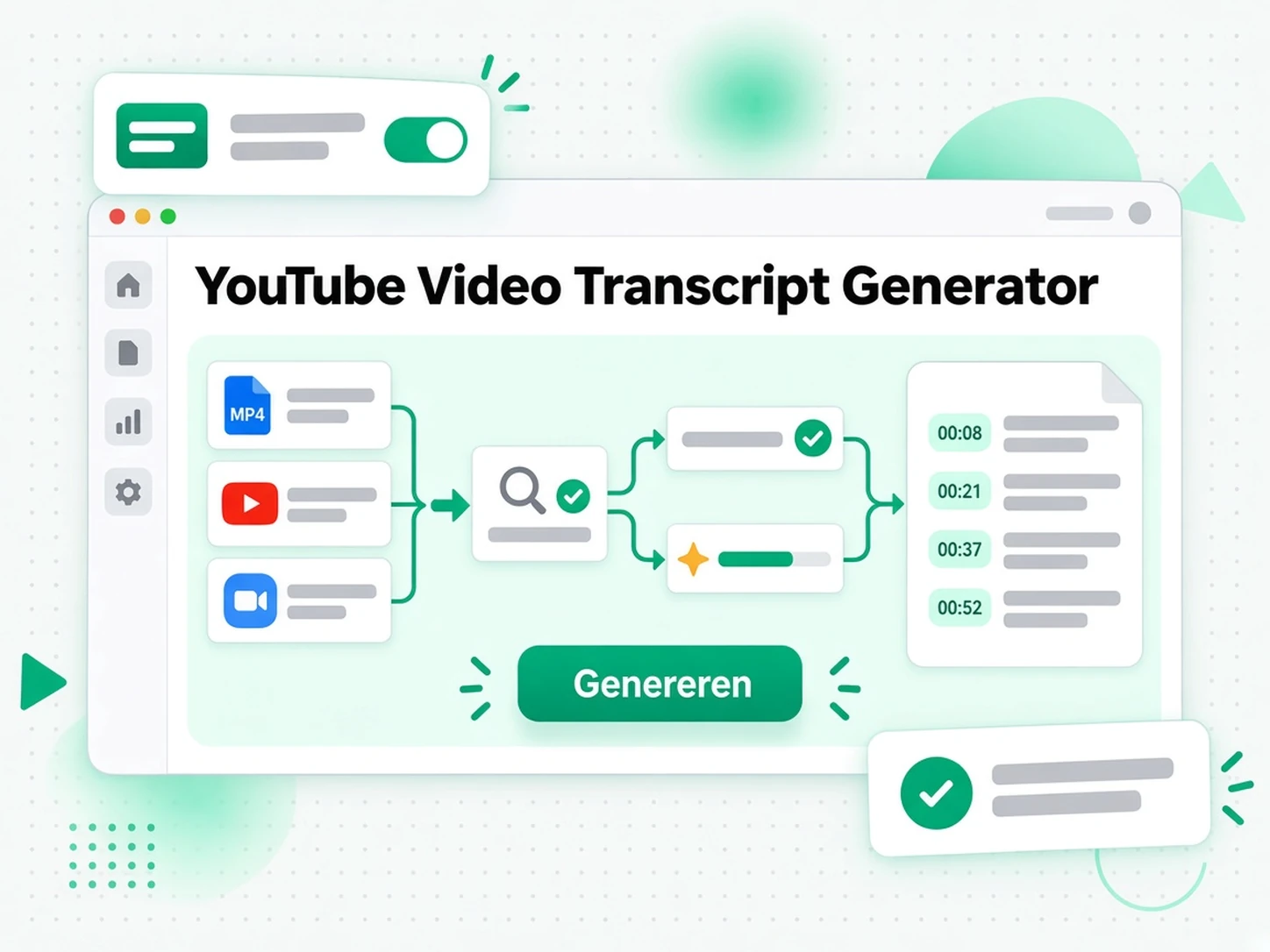 YouTube video transcript genereren: een videobestand uploaden of een platformlink plakken in de videotranscript-generator