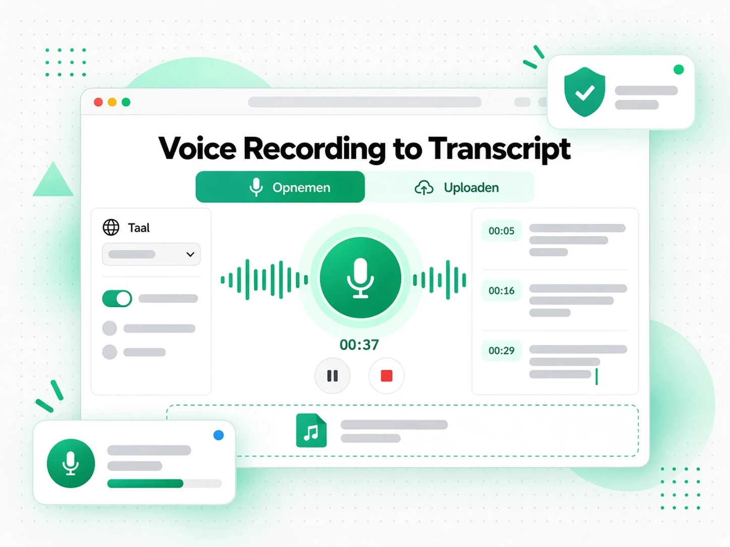 Spraakopname naar transcript: een spraakopname uploaden naar de spraak-naar-tekst-converter