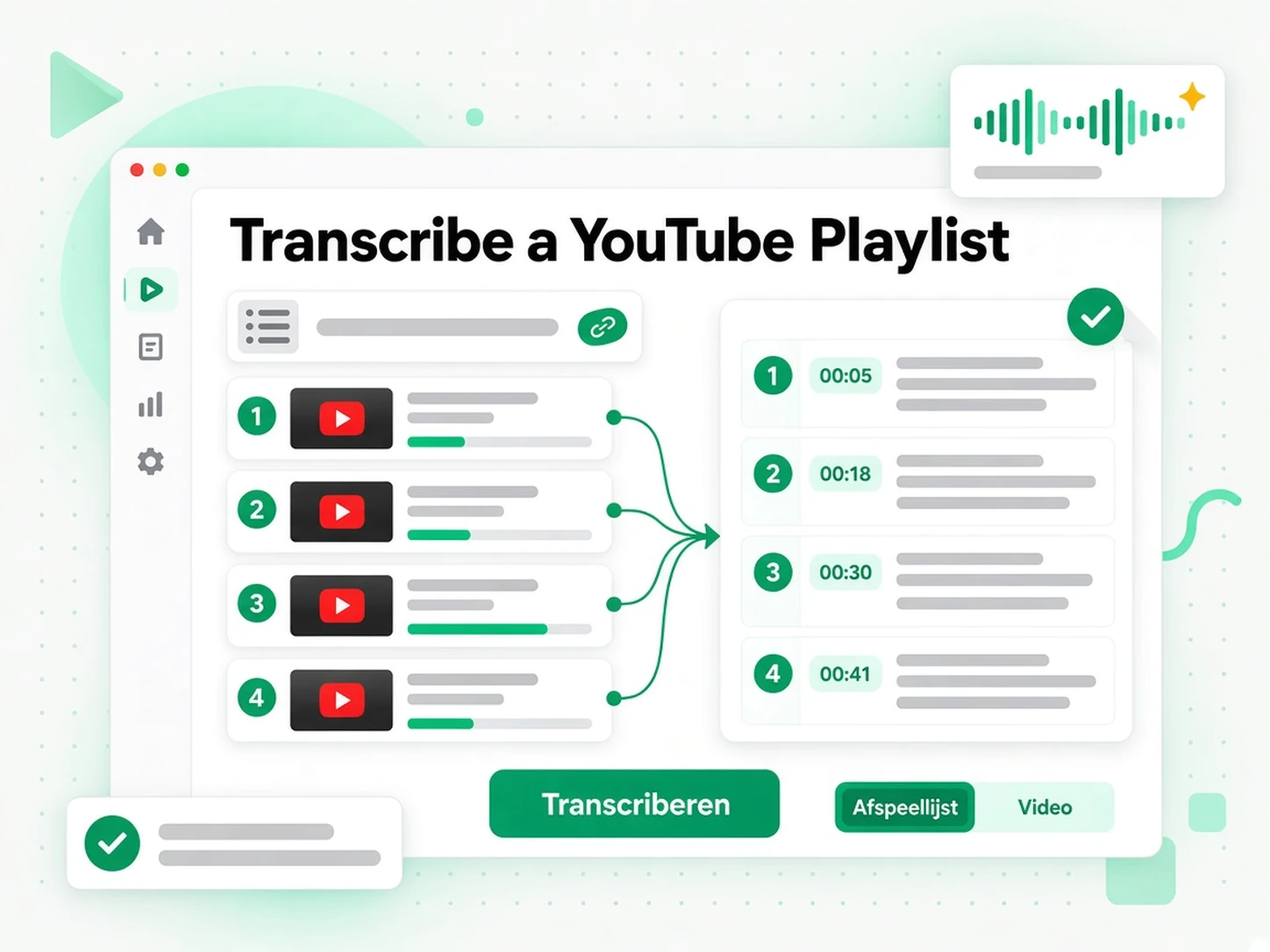 Een YouTube-afspeellijst transcriberen: AI die elke video in een YouTube-afspeellijst parallel transcriberen