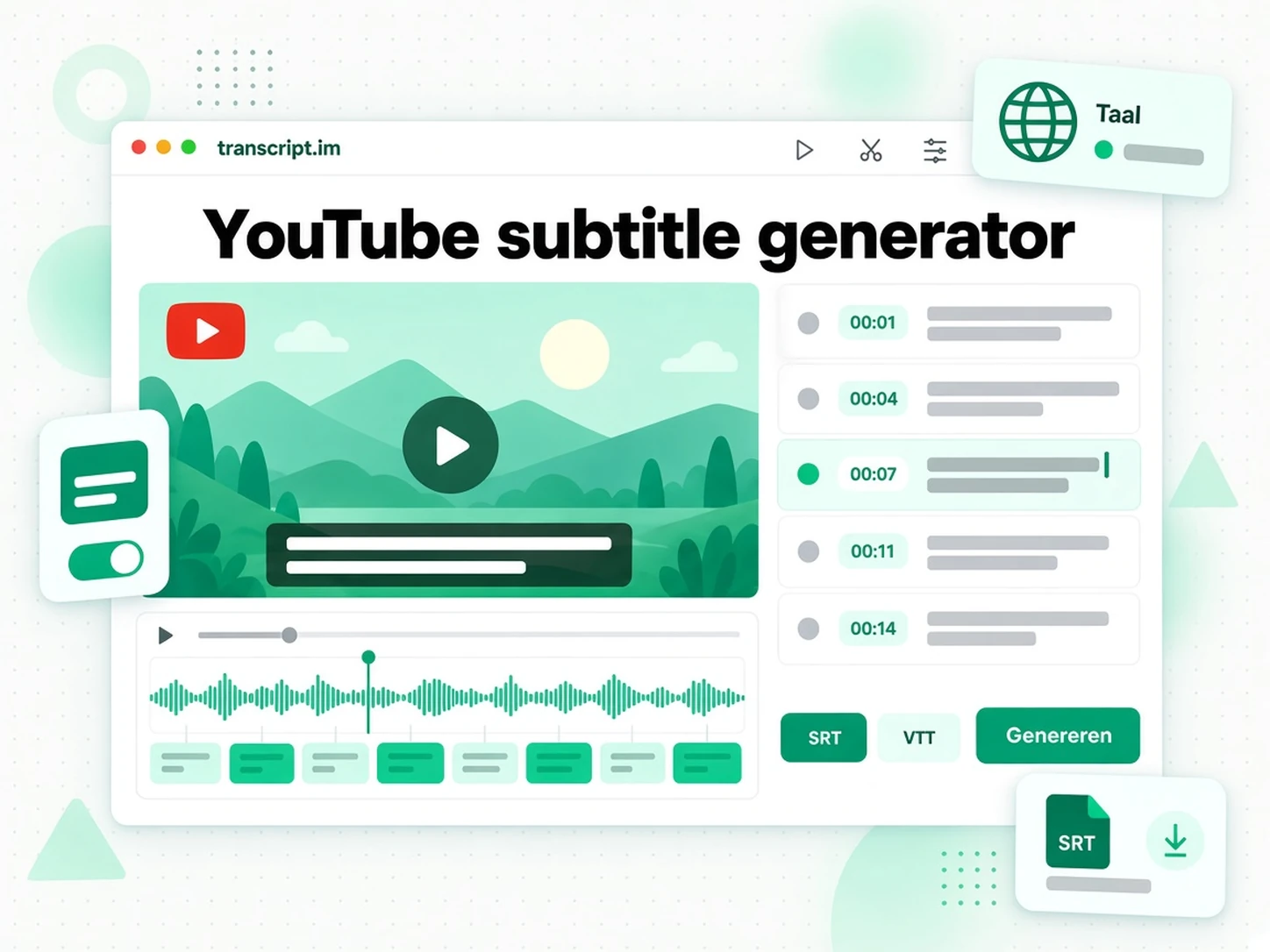 YouTube subtitle generator: getimede SRT- en VTT-ondertitels maken van een YouTube-video