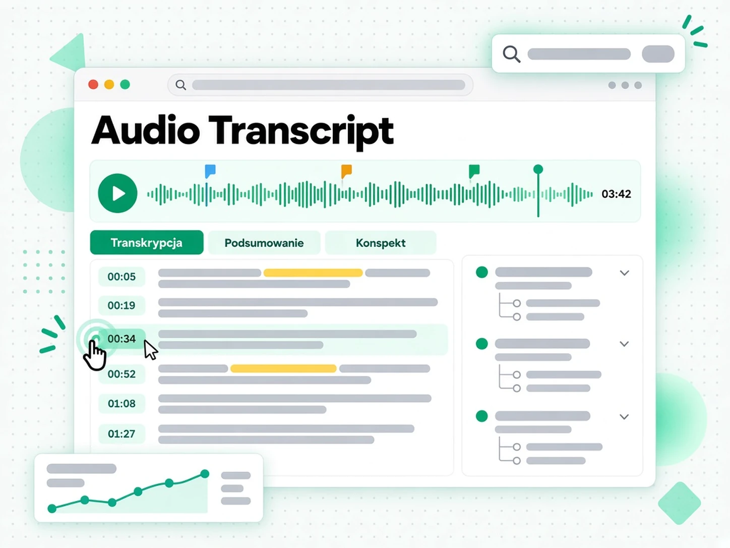 Podsumowanie, konspekt i mapa myśli wygenerowane z transkrypcji audio