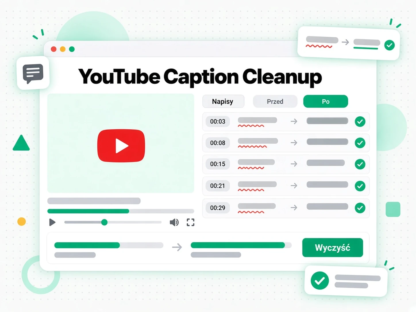 Poprawianie automatycznych napisów YouTube poprzez czyszczenie transkrypcji
