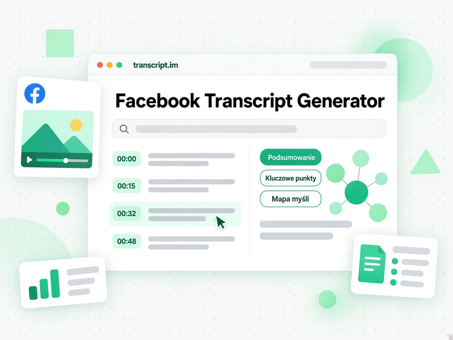 Facebook Transcript Generator: Czytaj i przeszukuj transkrypcję Reela