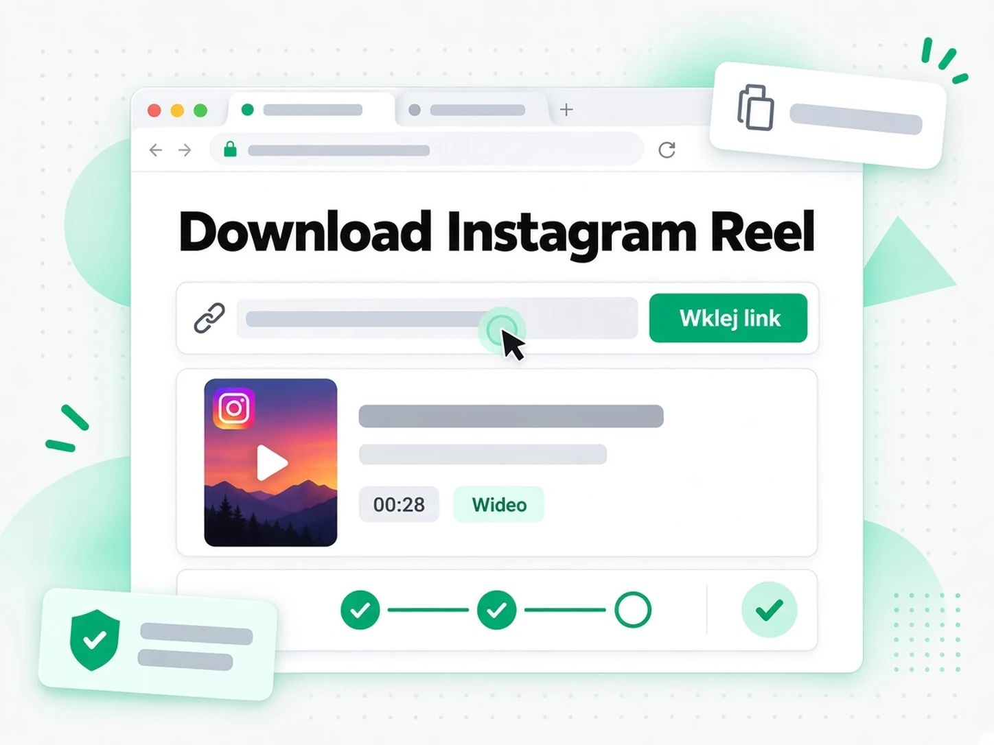 Wklejenie linku do rolki Instagram w downloaderze