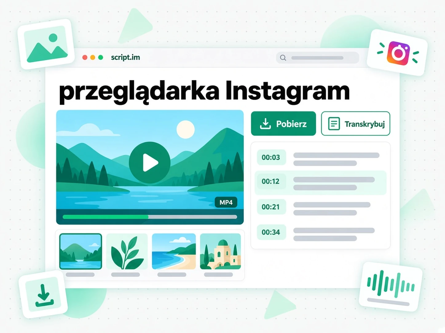 przeglądarka Instagram: Pobierz lub transkrybuj to, co znajdziesz