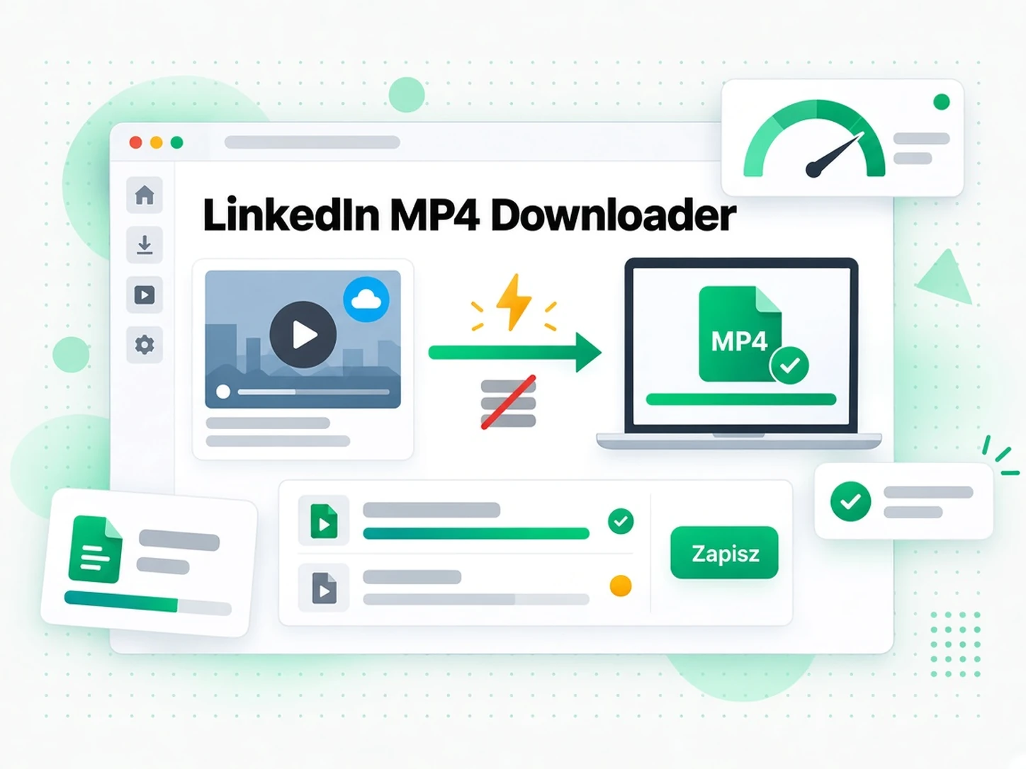 Przycisk pobierania wybranego pliku MP4 z LinkedIn