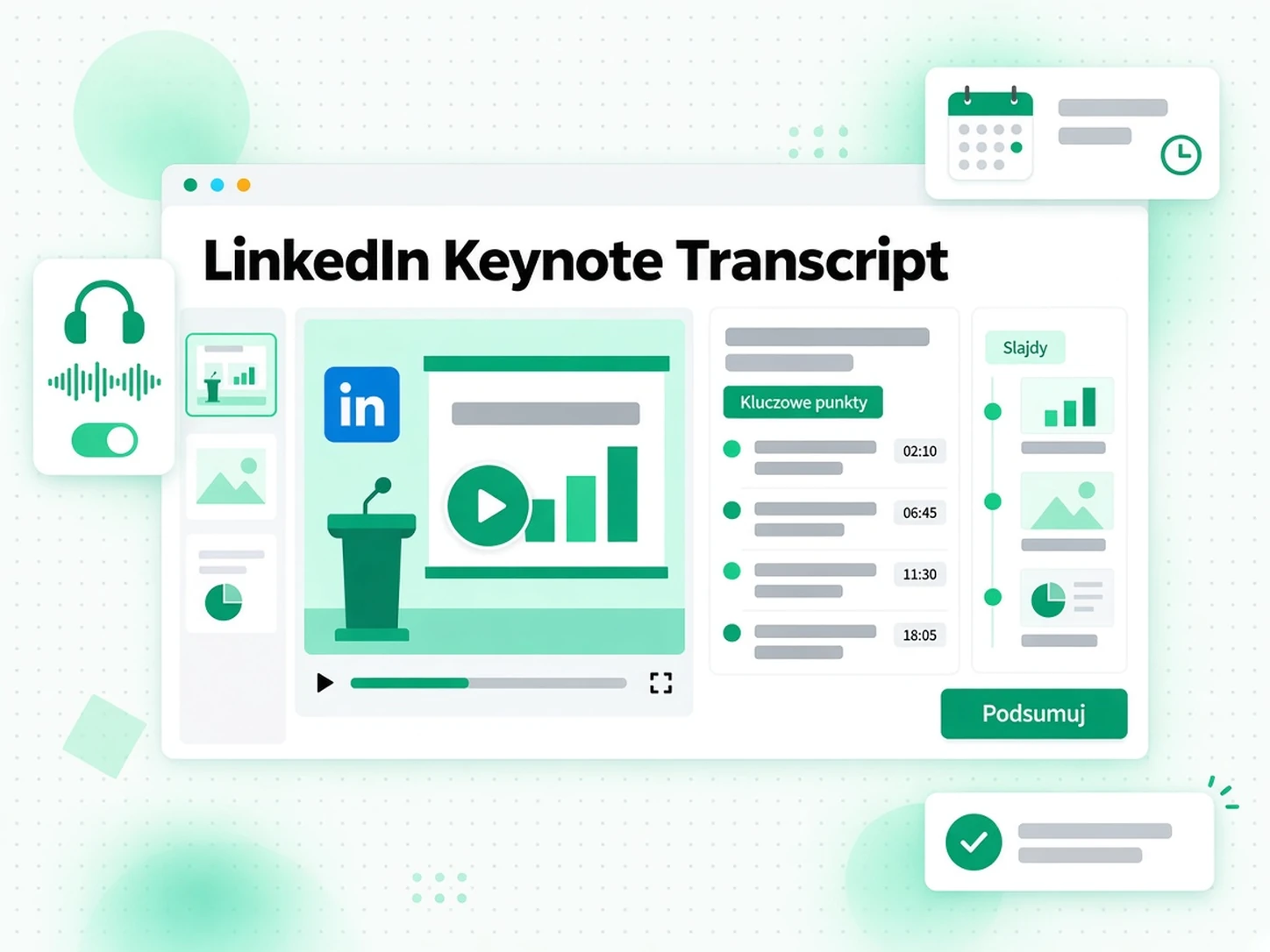 Uczestnik konferencji zamienia klip z LinkedIn w pisemne podsumowanie