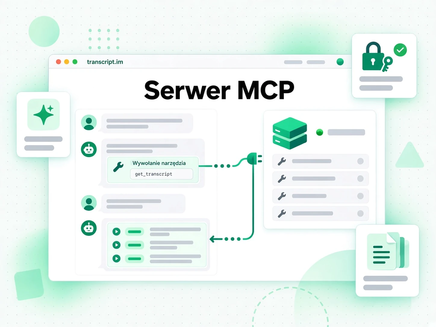 Serwer MCP: klient AI wywołuje narzędzie transkrypcji na zdalnym serwerze MCP