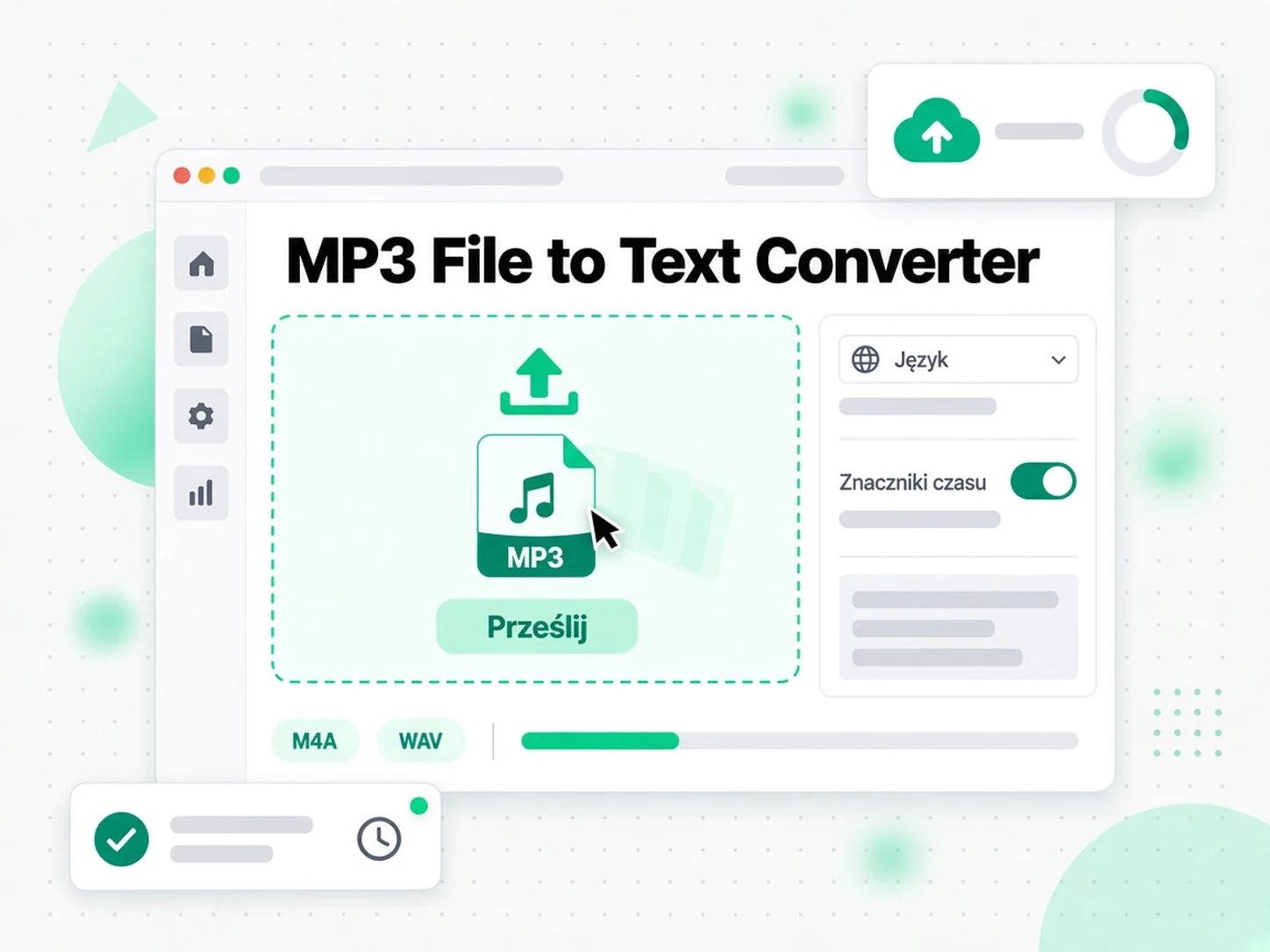 Przesłanie pliku MP3 do konwertera MP3 na tekst
