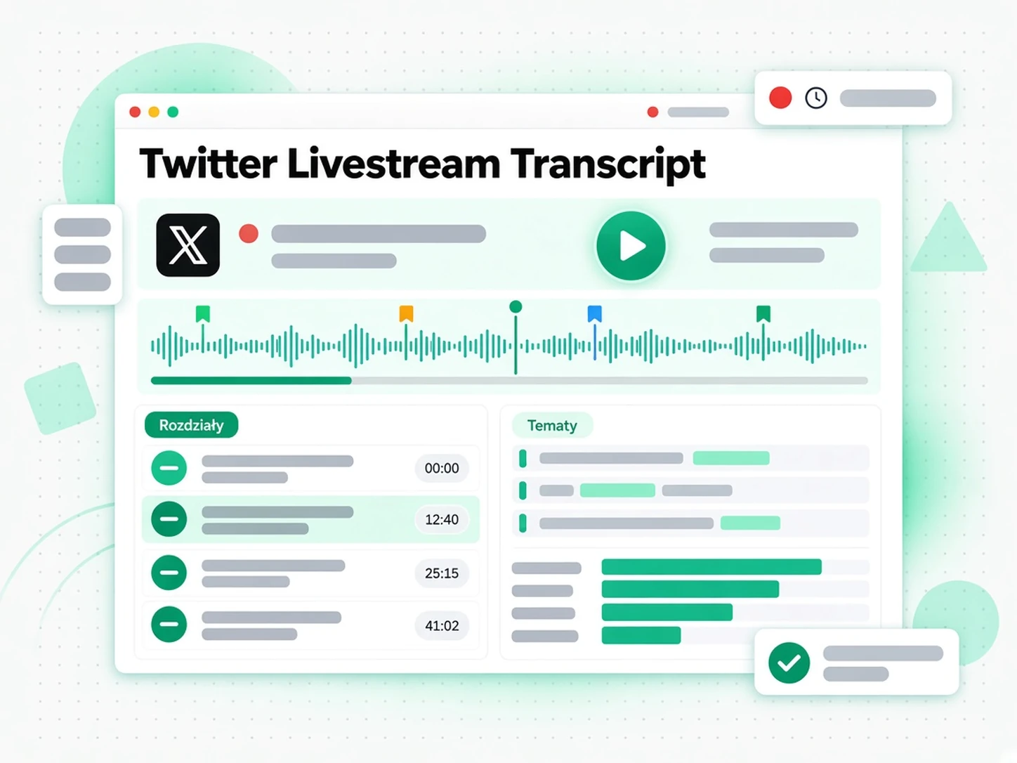 Analityk analizuje transkrybowany fragment transmisji na żywo z Twitter