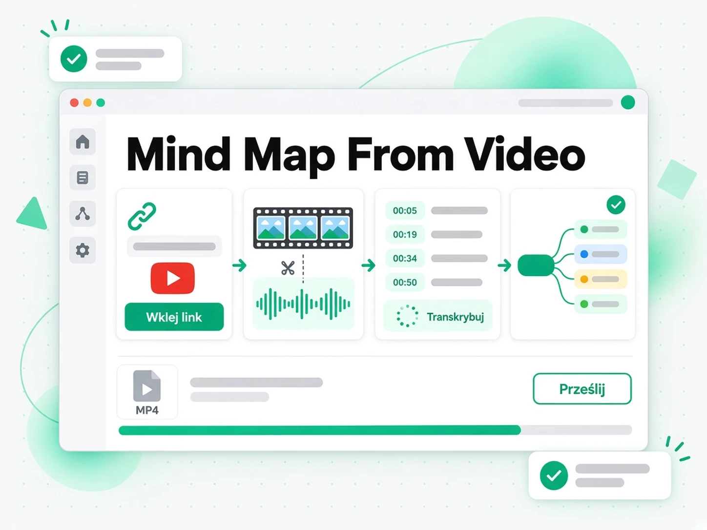 Wklejenie linku do filmu w generatorze map myśli z wideo