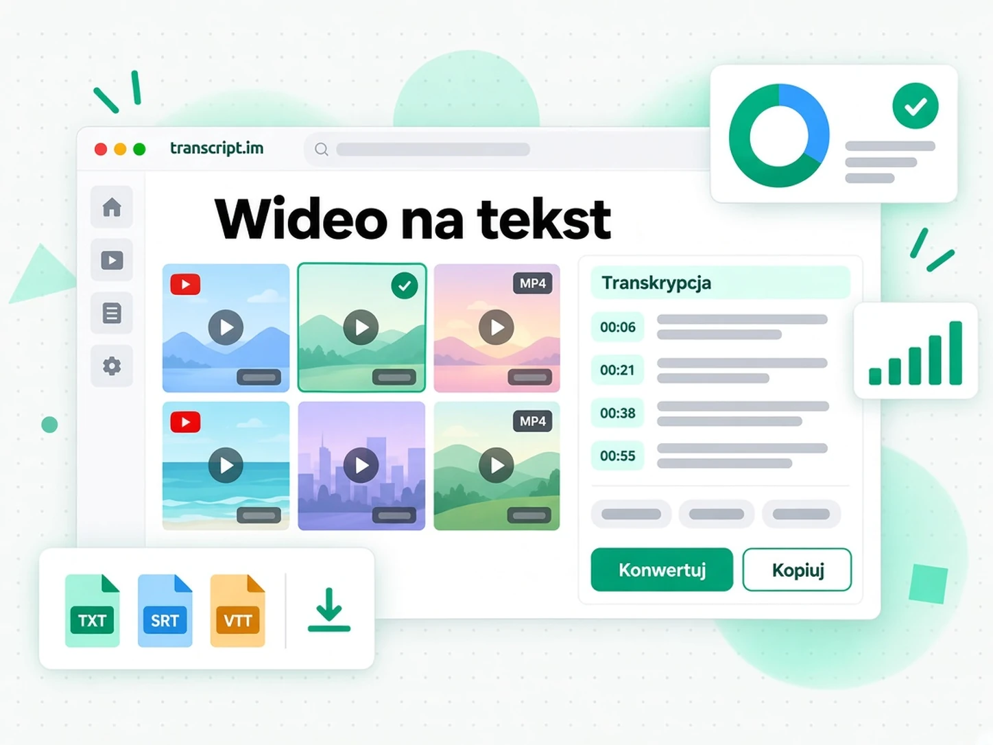 Wideo na tekst: konwerter zamienia przesłany plik MP4 w transkrypcję ze znacznikami czasu
