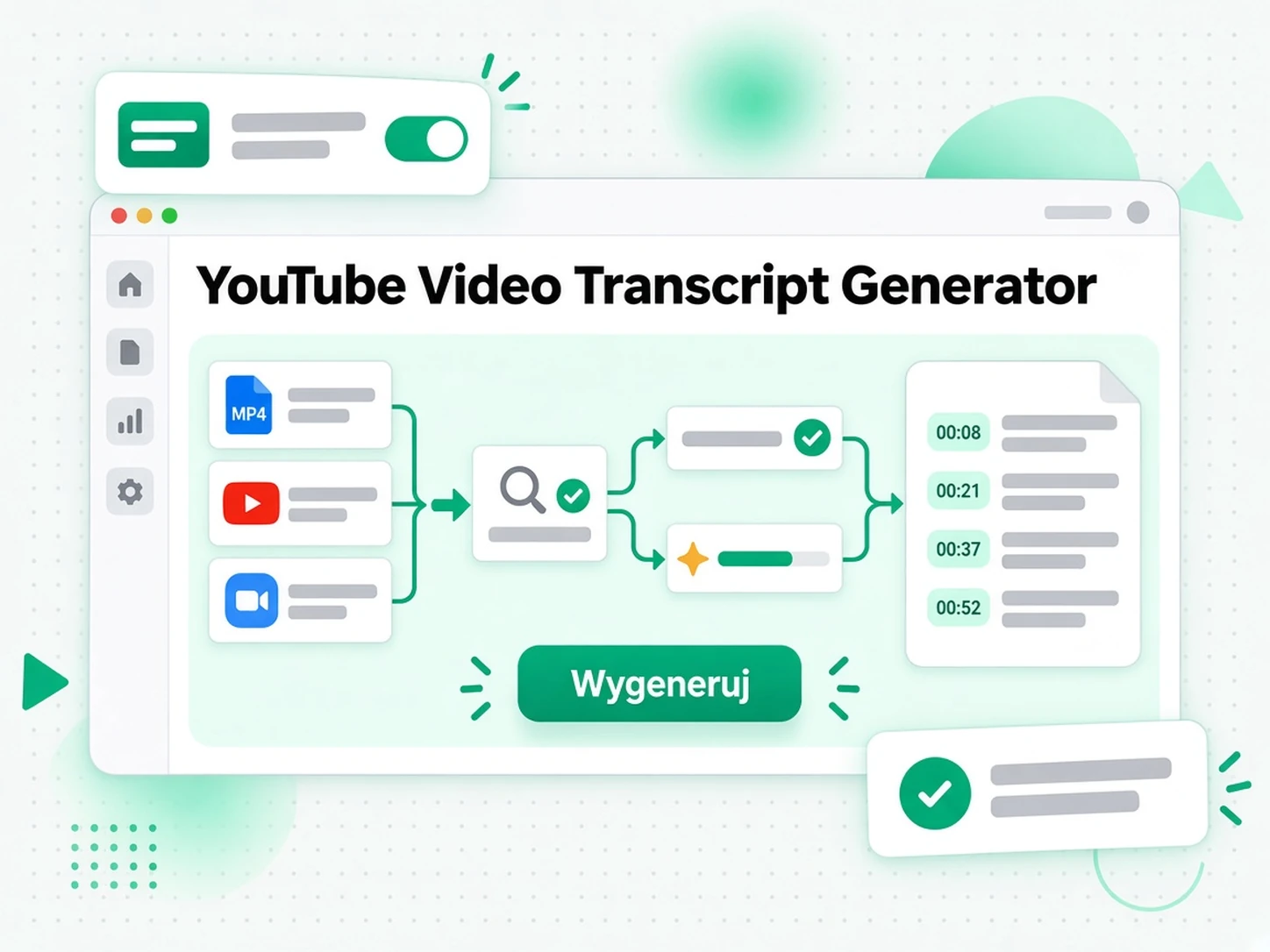 Przesłanie pliku wideo lub wklejenie linku do generatora transkrypcji wideo