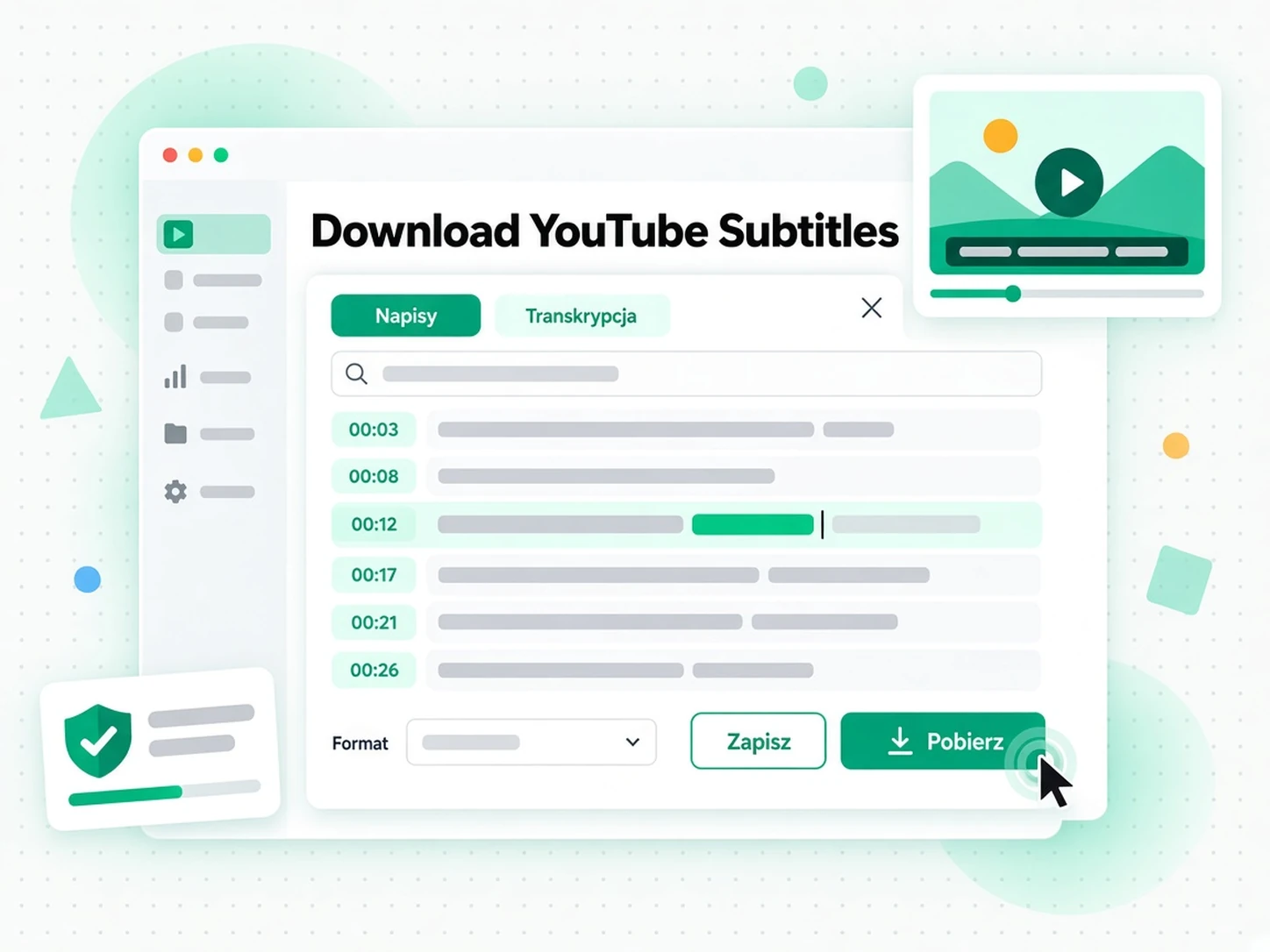 Podsumowanie, konspekt i mapa myśli wygenerowane z pobranego tekstu napisów YouTube
