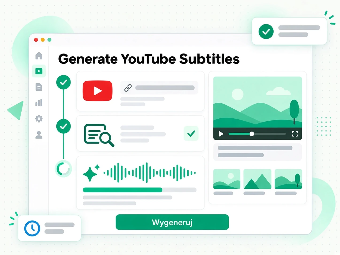 Wklejenie linku YouTube do generatora napisów