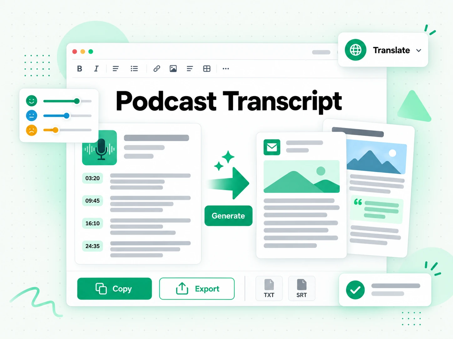 Rewriting a podcast transcript into a newsletter or blog post