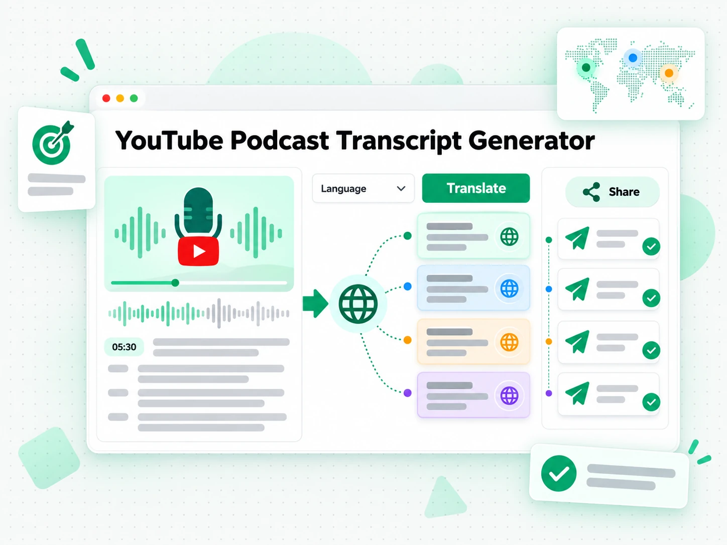 YouTube Podcast Transcript Generator: localized outreach scripts produced from a podcast transcript