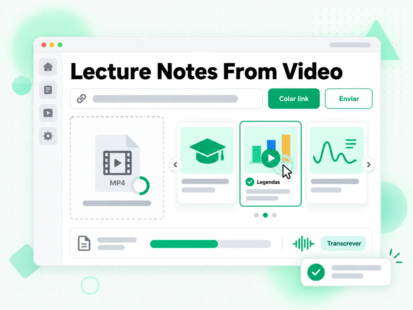 Lecture Notes From Video: colando o link de uma aula para iniciar o gerador de notas