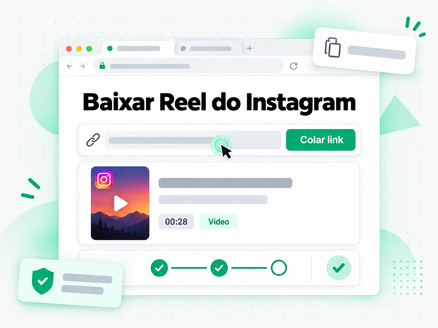 Baixar Reel do Instagram colando o link do Reel no downloader