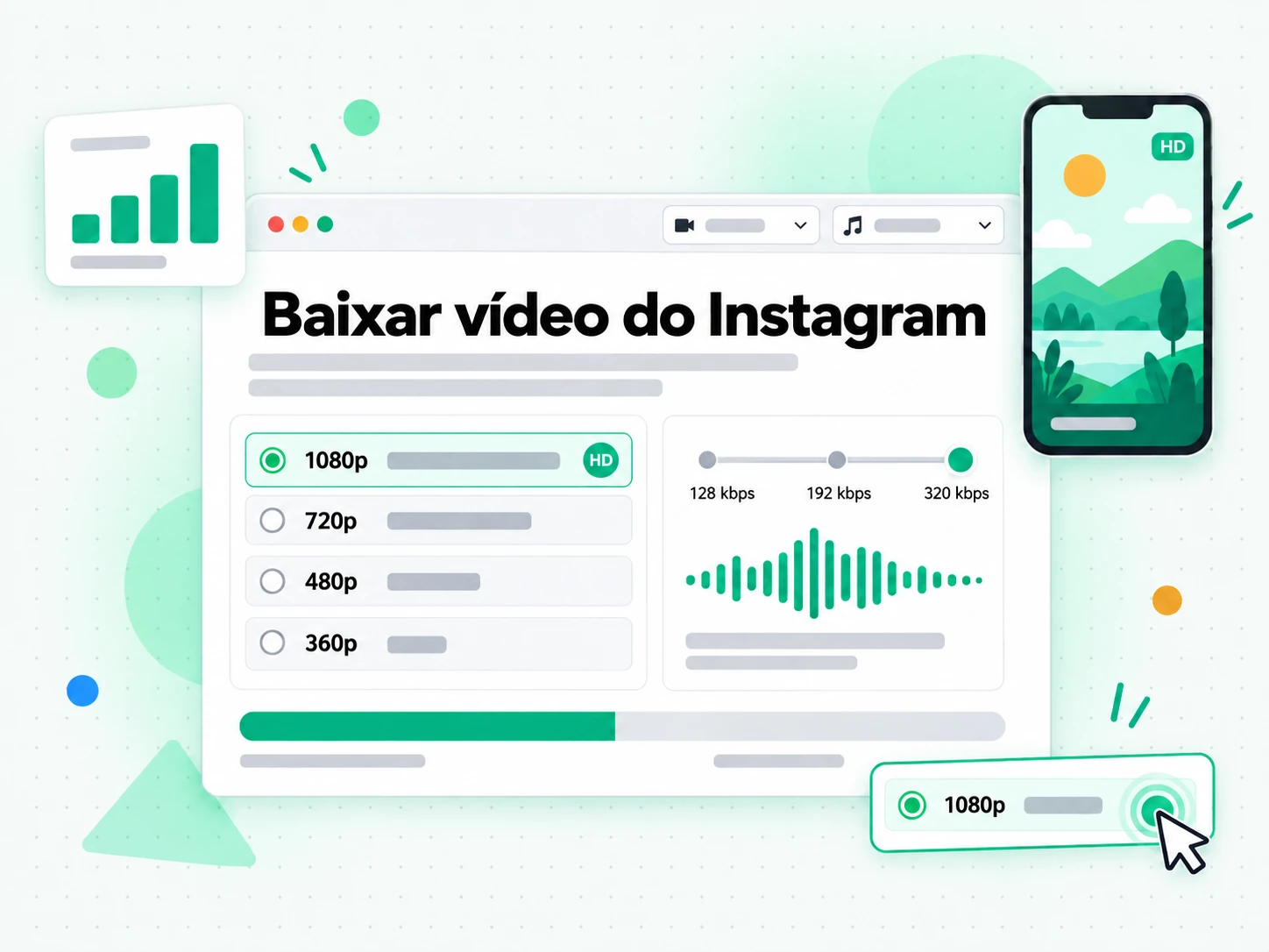 Baixar vídeo do Instagram em chips de resolução MP4 até 1080p