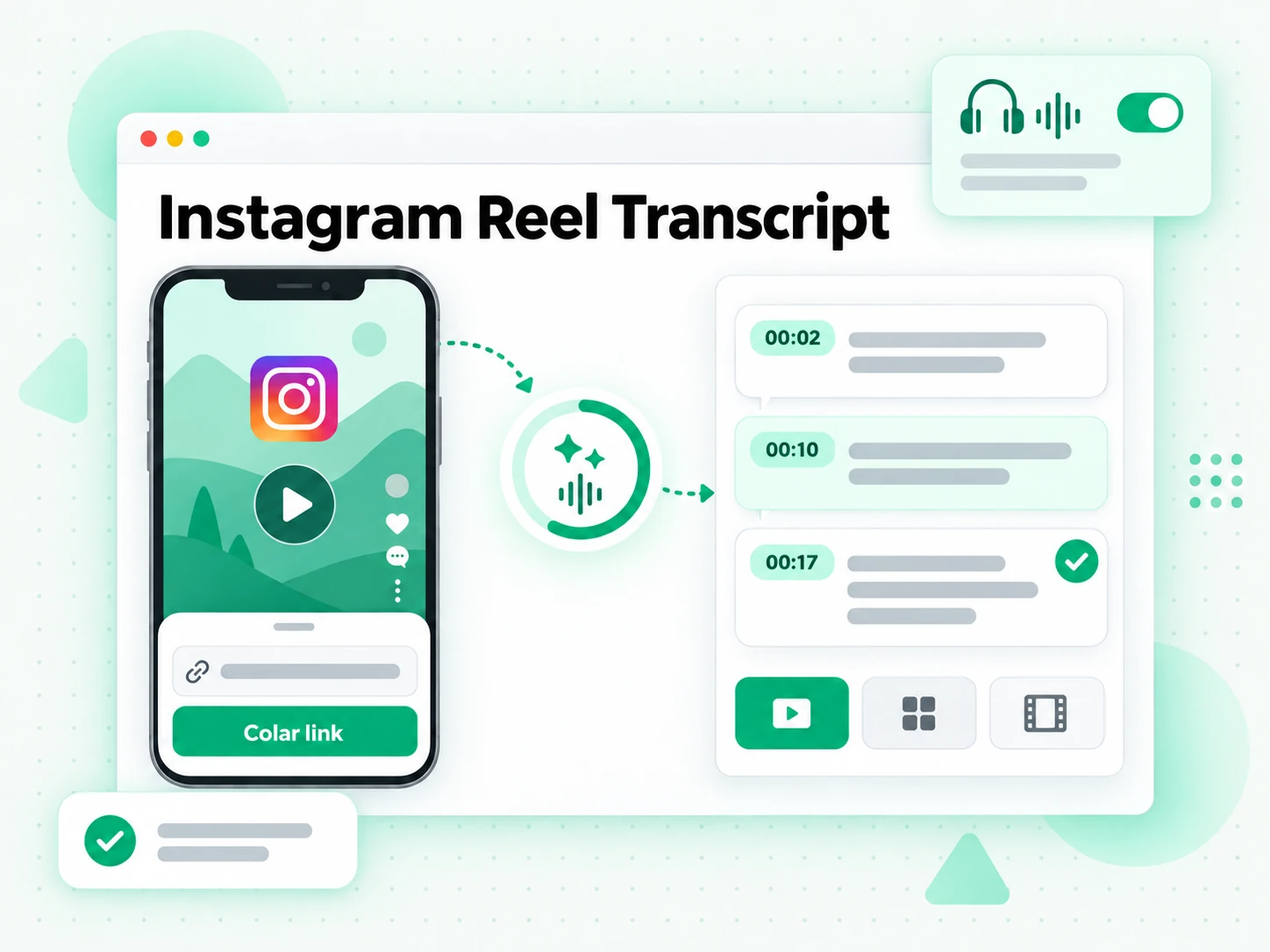 Instagram Reel Transcript gerada pela IA a partir do áudio