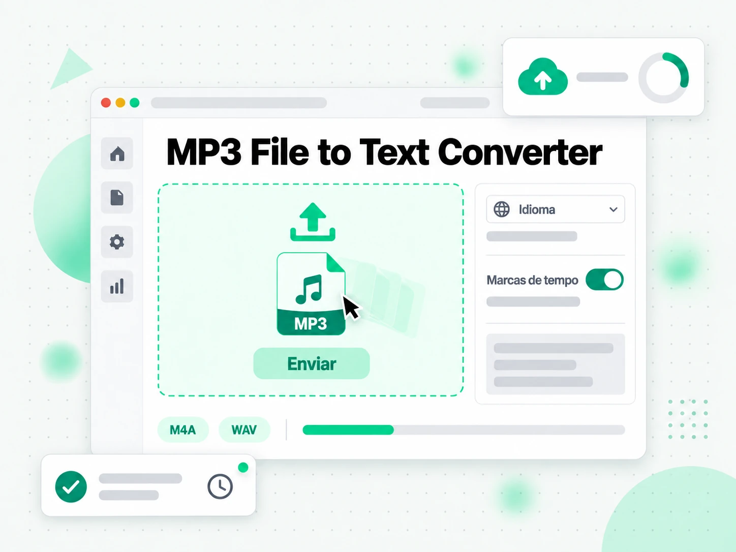 MP3 File to Text Converter recebendo o upload do arquivo
