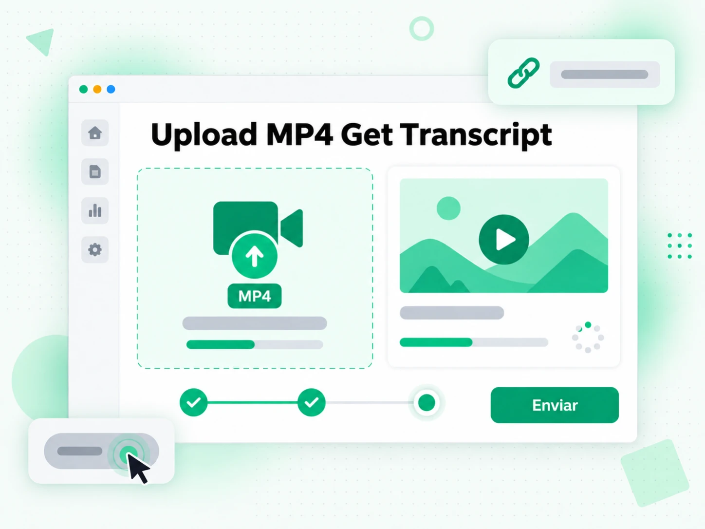 Upload MP4 Get Transcript com marcas de tempo
